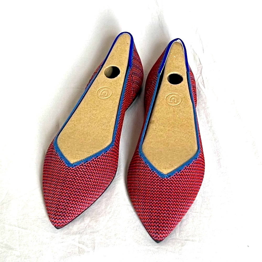 NWOT — Rothy's pointed toe flats in discontinued Tangerine Triple Stitch